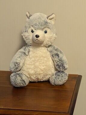Aurora. Plush Husky Stuffed Animal - Soft Gray and White Plush Toy. EUC.